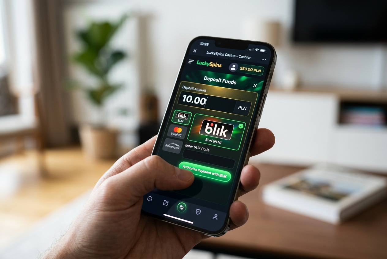Interfejs mobilny kasyna online z wpłatą 10 PLN przez BLIK