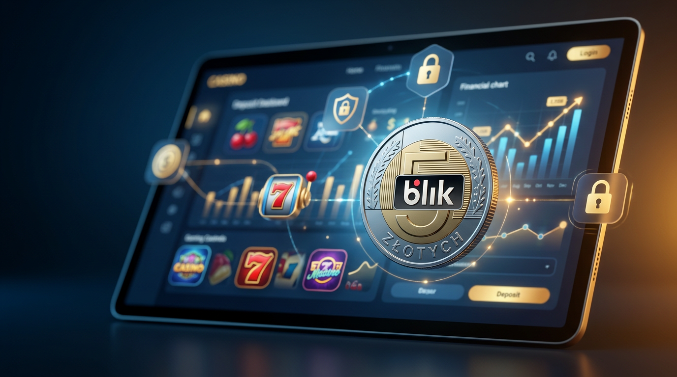 Wizualizacja depozytu 5 zł BLIK w nowoczesnym kasynie online z elementami analizy finansowej